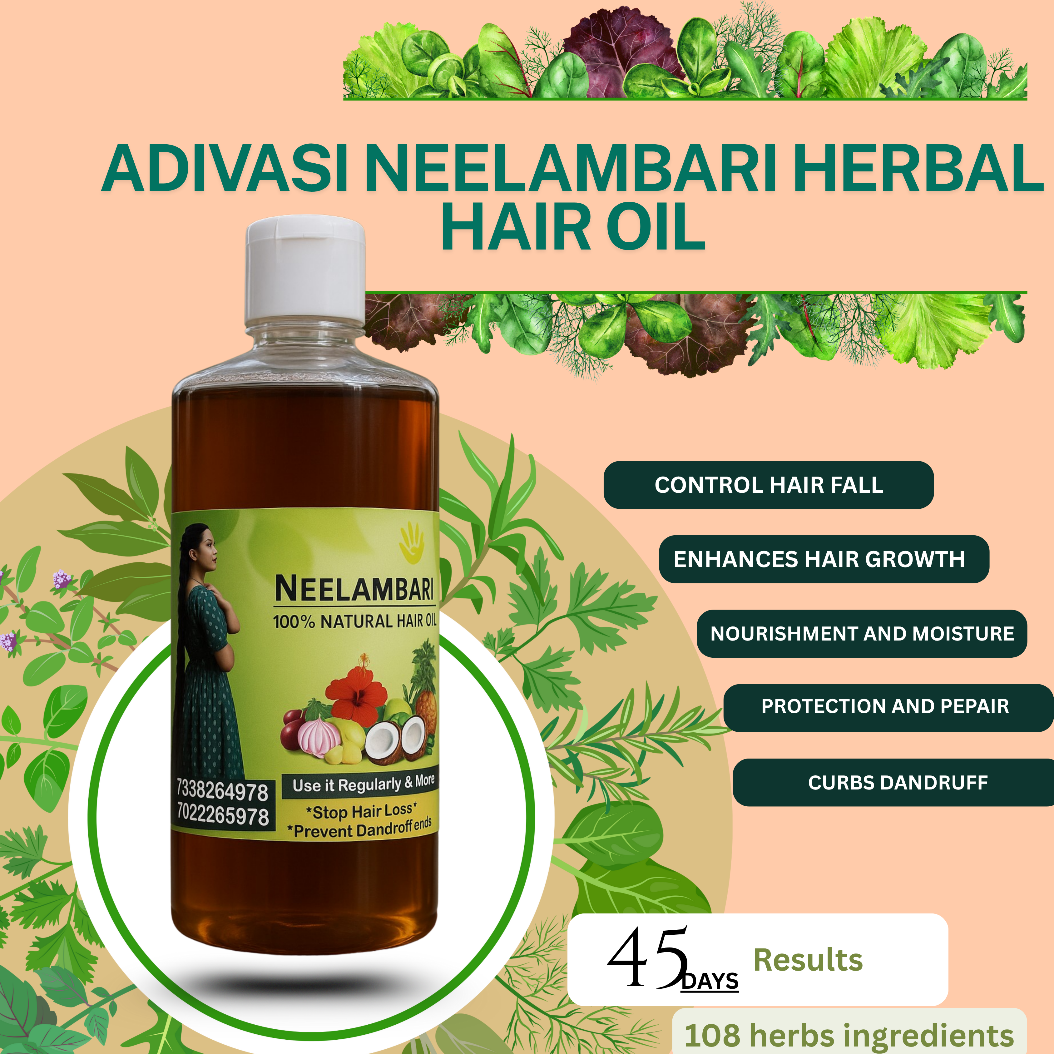 ADIVASI NEELAMBARI HERBAL HAIR OIL