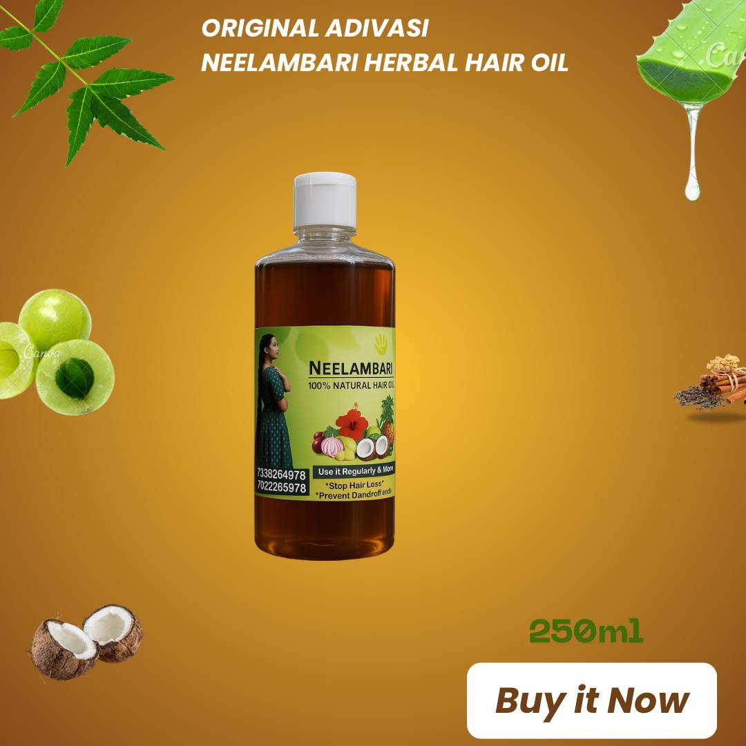 ADIVASI HAKII PIKKI NEELAMBARI HERBAL HAIR OIL