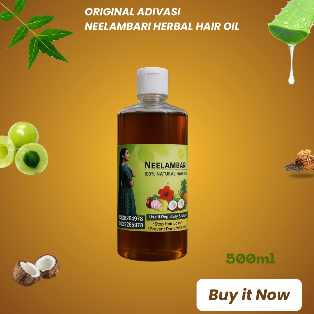 ADIVASI HAKII PIKKI NEELAMBARI HERBAL HAIR OIL